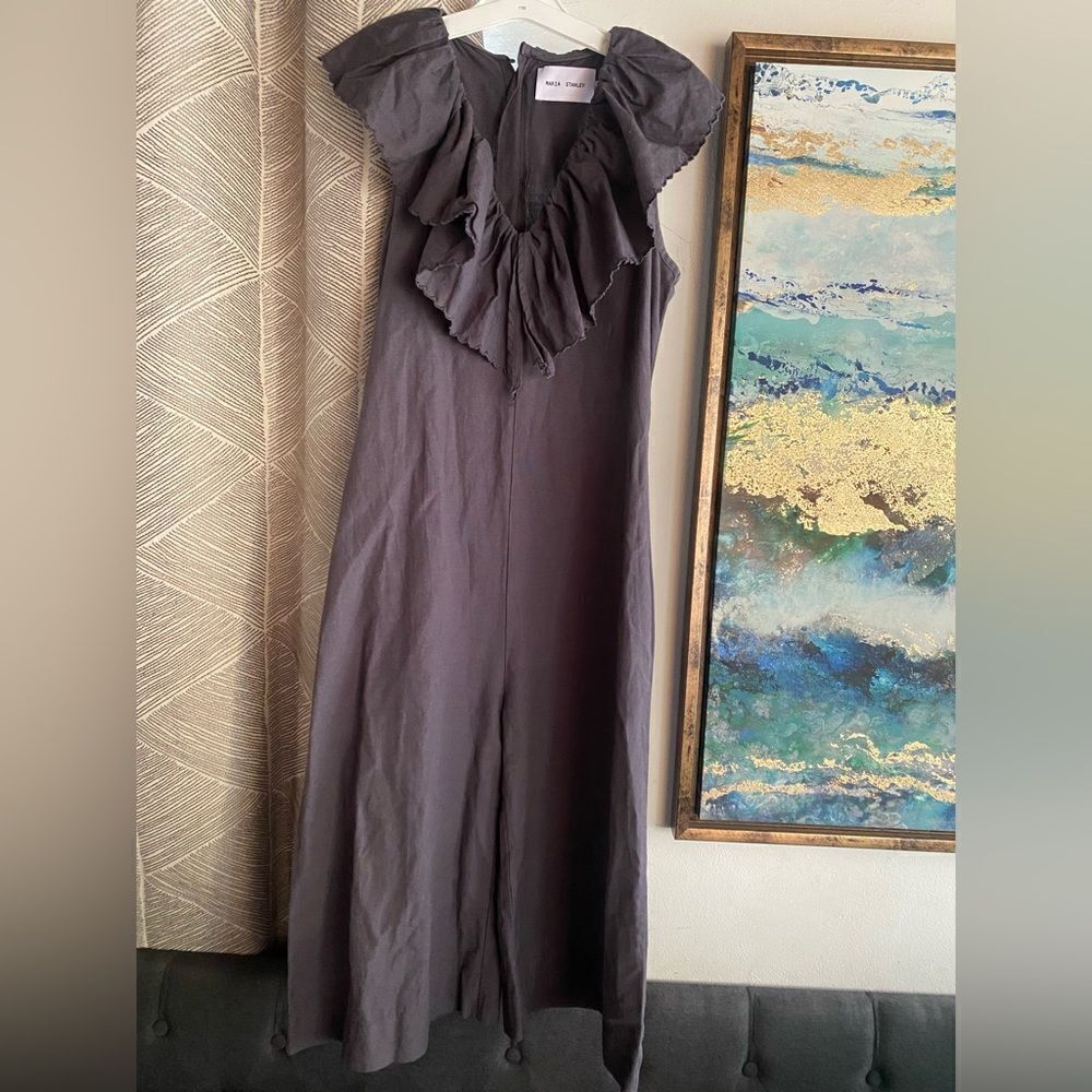 Maria Stanley Anthropologie Cascada Cropped Jumpsuit XS Grey